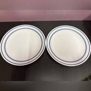 Corelle White and Blue Dinnerware Set Elegant Dining Collection Set of 2